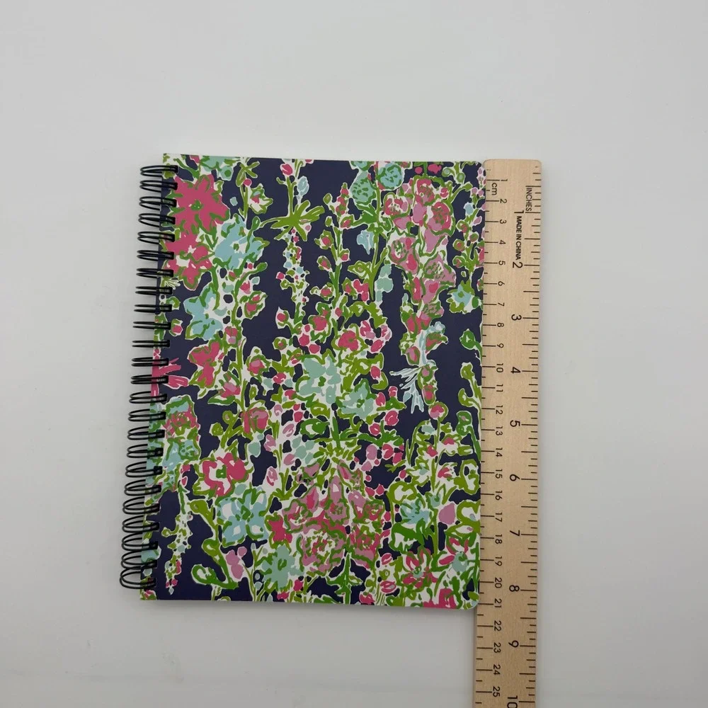 Lilly Pulitzer Floral Spiral Notebook Navy Pink Green Lined Journal Palm Beach